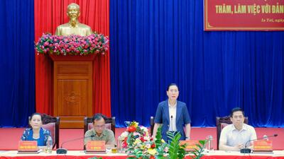 Ủy viên Trung ương Đảng, Bí thư Tỉnh ủy Bùi Thị Quỳnh Vân phát biểu chỉ đạo tại buổi làm việc